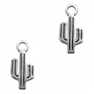 Breloques en métal DQ cactus Argenté antique (sans nickel)