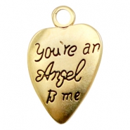 Breloques en métal TQ cœur "you're an angel to me" doré (sans nickel)