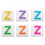 Perles acryliques alphabet lettre Z multicolore-blanc