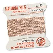 Griffin bead cord natural silk Ø0.8mm Rose clair