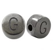 Perles alphabet en métal DQ lettre G argenté anthracite (sans nickel)