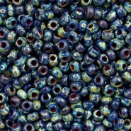 Perles de rocailles Miyuki 8/0 Opaque picasso cobalt blue 8-4518