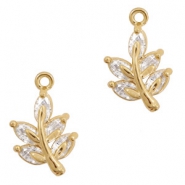Breloques en métal Basic Quality strass feuille Doré