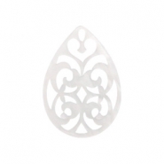 Pendentifs en résine goutte baroque 38x27mm Blanc vif