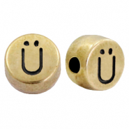 Perles lettres en m&eacute;tal DQ &Uuml; Bronze antique (sans nickel)