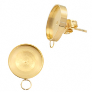 Boucles d'oreilles Polaris Steel (Inox) avec serti pour cabochon 12mm (avec anneau horizontal) Doré