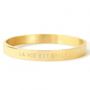 Bracelets en acier inox "LA VIE EST BELLE" Dor&eacute;