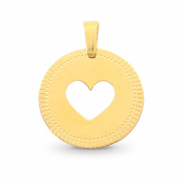 Breloques en acier inox 12mm c&oelig;ur Mix&Match Dor&eacute;