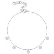 Cha&icirc;nes de cheville en acier inox m&eacute;daillons ronds Argent&eacute;