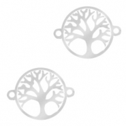 Breloques en acier inox connecteur arbre de vie 13mm Argenté