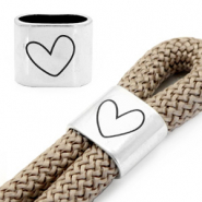 Poussoirs en m&eacute;tal DQ "HEART" Argent&eacute; antique (sans nickel)