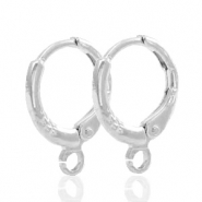 Apprêts en métal TQ boucles d'oreilles dormeuses avec anneau 13mm Argenté antique