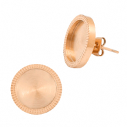 Boucles d'oreilles en acier Polaris (Inox) avec serti pour cabochon 12mm Doré rosé