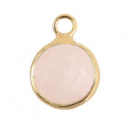Pierres naturelles pendentifs 10mm Rose glace-dor&eacute;