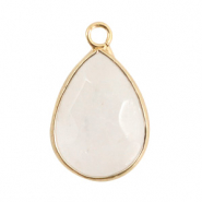 Pierres naturelles pendentifs Quartz Laiteux goutte Cristal blanc-doré