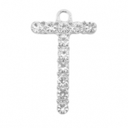 Breloques en métal Basic Quality strass lettre T Argenté antique