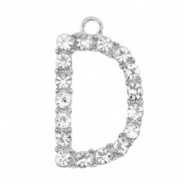 Breloques en métal Basic Quality strass lettre D Argenté antique