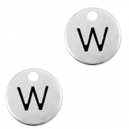 Breloques en métal DQ lettre W Argenté antique (sans nickel)