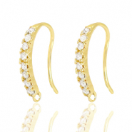 Métal TQ laiton boucles d'oreilles strass Doré