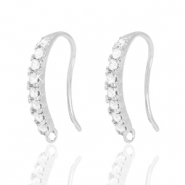 Métal TQ laiton boucles d'oreilles strass Argenté