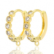 Métal TQ laiton boucles d'oreilles dormeuses strass avec oeillet Doré