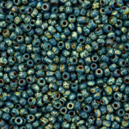 Perles de rocailles Miyuki 11/0 Opaque picasso dark teal green 11-4516