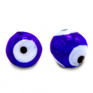 Perles en verre 6 mm Oeil porte-bonheur Bleu cobalt
