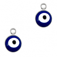 Breloques en métal Basic Quality 6mm Oeil porte-bonheur Argenté-bleu