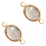 Connecteurs Crystal Glass ovale 16x9mm noir diamant cristal-doré