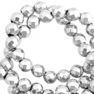 Perles h&eacute;matites facett&eacute;es rond 4mm gris clair