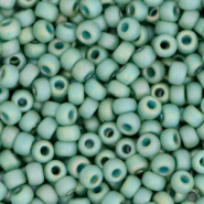 Perles de rocailles Miyuki 8/0 Opaque glazed frosted rainbow celadon green 8-4701