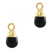 Pierres naturelles pendentifs Onyx goutte Noir-doré
