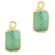 Pierres naturelles pendentifs rectangle Vert océan-doré