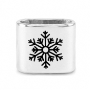 Poussoirs en m&eacute;tal DQ flocon de neige Mix & Match Argent&eacute; (sans nickel)