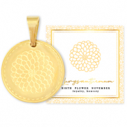 Mix & Match breloques en acier Inox 15mm Fleur de naissance Novembre- Chrysanthème Doré