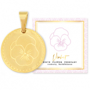 Mix & Match breloques en acier Inox 15mm Fleur de naissance Février - Violette Doré