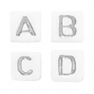 Perles lettres acryliques mélangées Blanc-argenté