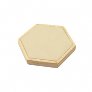 Pr&eacute;sentoir bijoux hexagone en bois et simili daim pour bijoux divers Naturel-beige