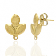 Boucles d'oreilles en acier Inox/puces d’oreilles ovale avec anneau Doré