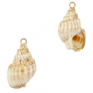 Pendentifs coquillage specials Buccin Blanc crème-doré