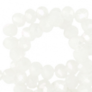 Perles à facettes 4x3mm disque Heishi Blanc marguerite-pearl shine coating
