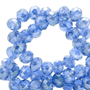 Perles à facettes 4x3mm disque Heishi Bleu céruléen-pearl shine coating