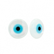 Perles coquillage disque "evil eye" Blanc
