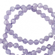 Pierres naturelles Perles facett&eacute;es Oeil de chat 2mm Violet brave