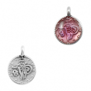 Breloques en métal DQ pièce de monnaie religieuse Argent antique-rose transparent (sans nickel)