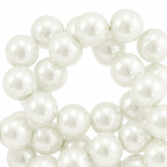 Perles en verre cir&eacute;es 8mm Blanc cass&eacute;