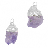Pierres naturelles pendentifs Violet-argent&eacute;
