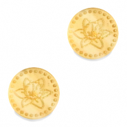 Cabochons Plexx 12mm Fleur de naissance Mars - Jonquille Doré