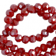 Perles à facettes 4x3mm disque Heishi Rouge cramoisi foncé-pearl shine coating