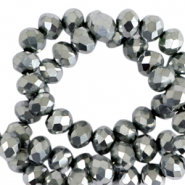 Perles &agrave; facettes 3x2mm disque Heishi Argent&eacute;-pearl shine coating